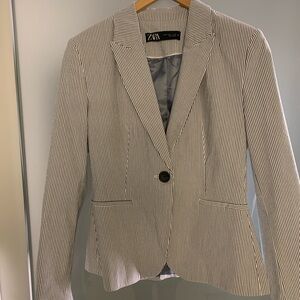 ZARA Nautical Pinstripe blazer, Navy & White, Size 6, NWOT